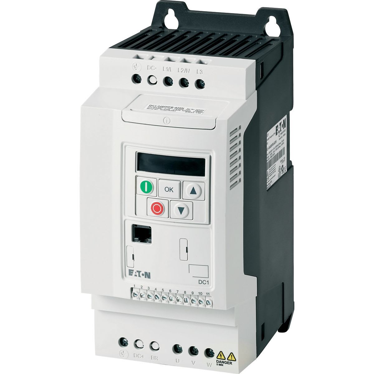 Eaton Electric - DC1-drive, 230 V AC, 1-fas, 7 A, 1.5 kW, IP20/NEMA 0, Brake chopper, FS2