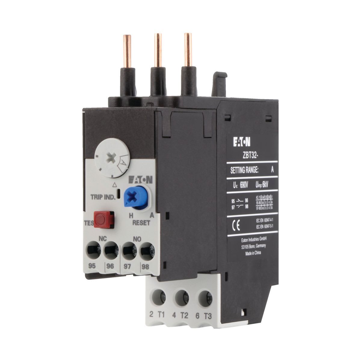 Eaton Electric - Overlast rele, ZBT32, Ir= 16 - 24 A, 1 N/O, 1 N/C, direkte montasje, IP20