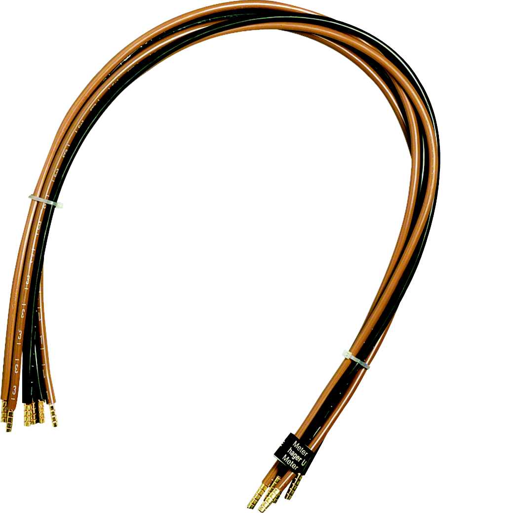 Hager - Ledningssett 3-fase IT/ TT 10qmm. Lengde 95 cm. Sort-Brun-Grå
