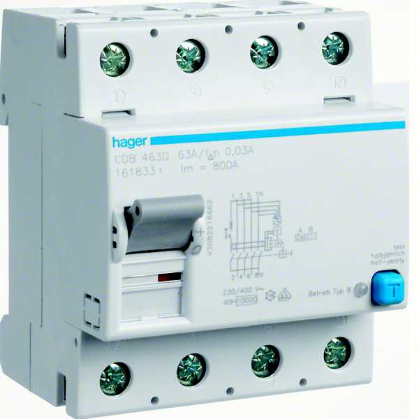 Hager - Jordfeilbryter 4x40A 30mA nk B