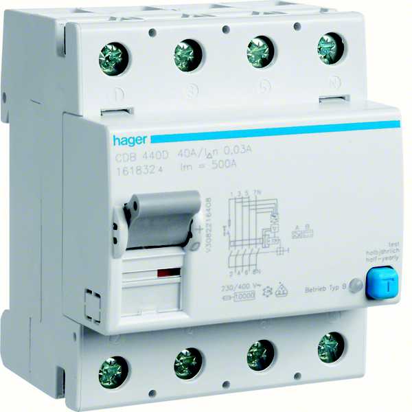 Hager - Jordfeilbryter 40-63A, type B