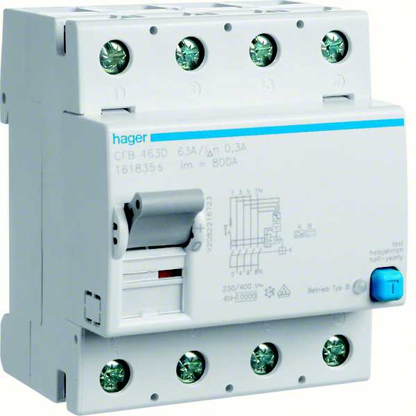 Hager - Jordfeilbryter 4x40 300mA nk B