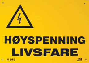 Melbye - Al-Skilt Høyspenning livsfare A079