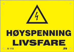 Melbye - Al-Skilt Høyspenning livsfare 210x148x1,8mm