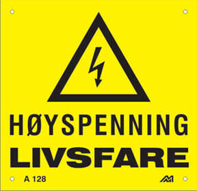 Melbye - Al-Skilt Høyspenning livsfare 165x160x0,7mm