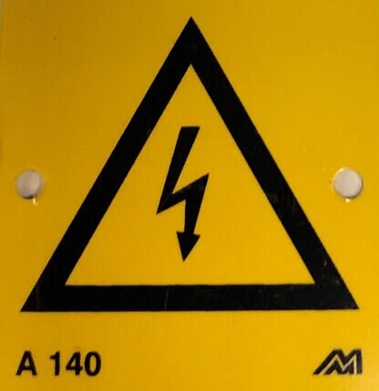 Melbye - Al-skilt Symbol for høyspenning livsfare 45x45x0,7mm