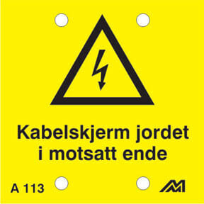 Melbye - Al-skilt Kabelskjerm jordet i motsatt ende A113