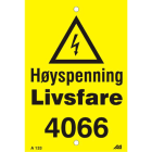Melbye - Al-skilt Høyspenning livsfare A133