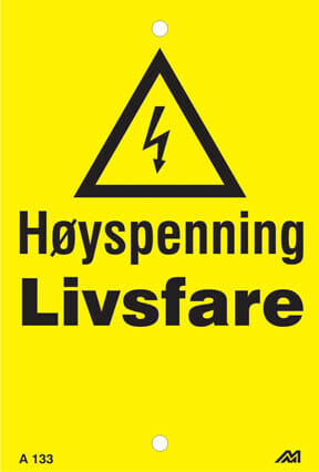 Melbye - Al-skilt Høyspenning livsfare A133U