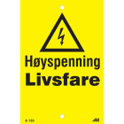 Melbye - Al-skilt Høyspenning livsfare A133U