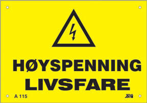 Melbye - Skilt PVC Høyspenning livsfare 210x148x2mm