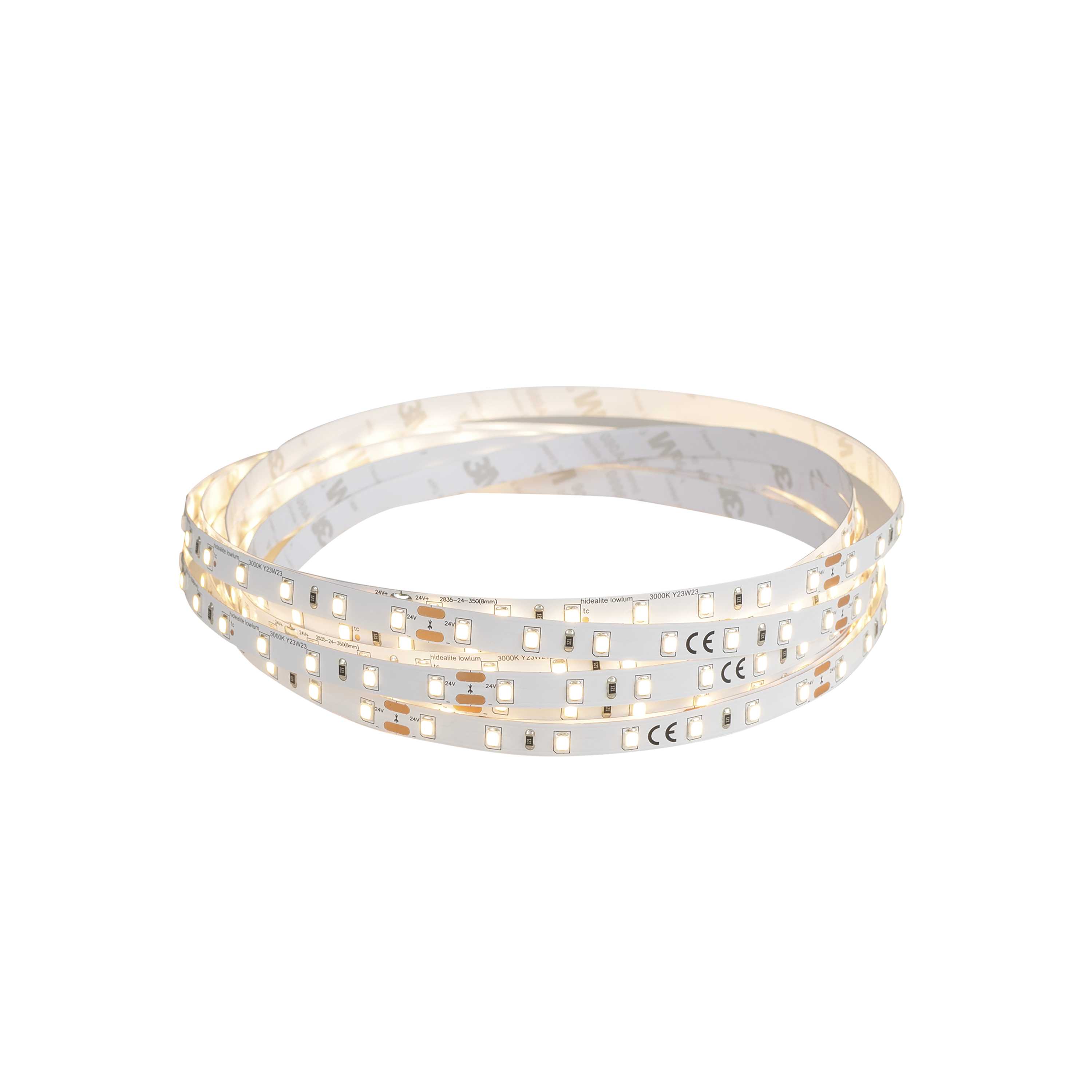 Hide-a-lite - LEDstrip 24V IP20 Lowlum 2700K 5 m, 120°, 4,4 W/m, 490 lm/m, Ra>90. Levetid L70 75 000h.