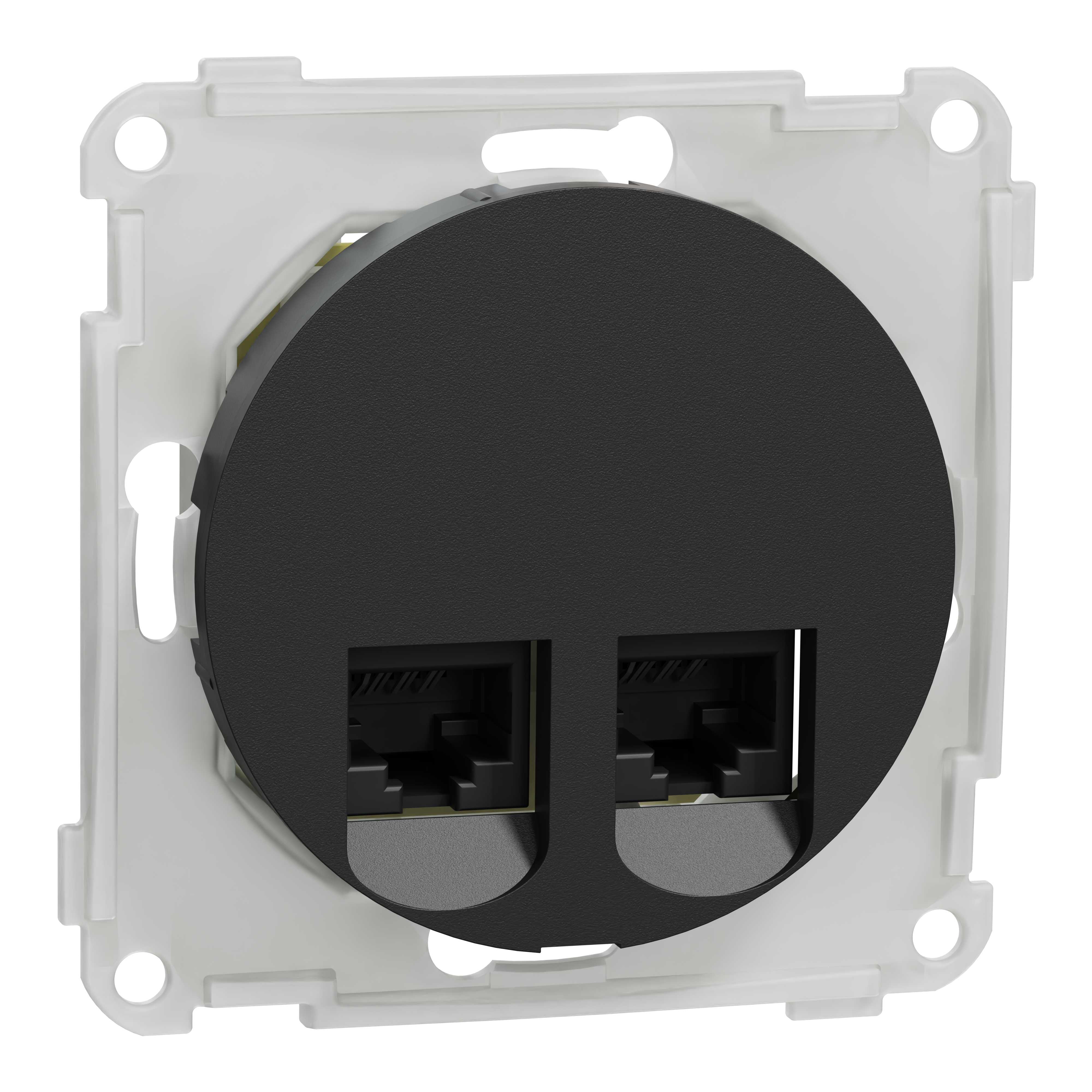 ELKO - ELKO One - modularuttak 2x8 kat 6 UTP for LSA terminering, sort