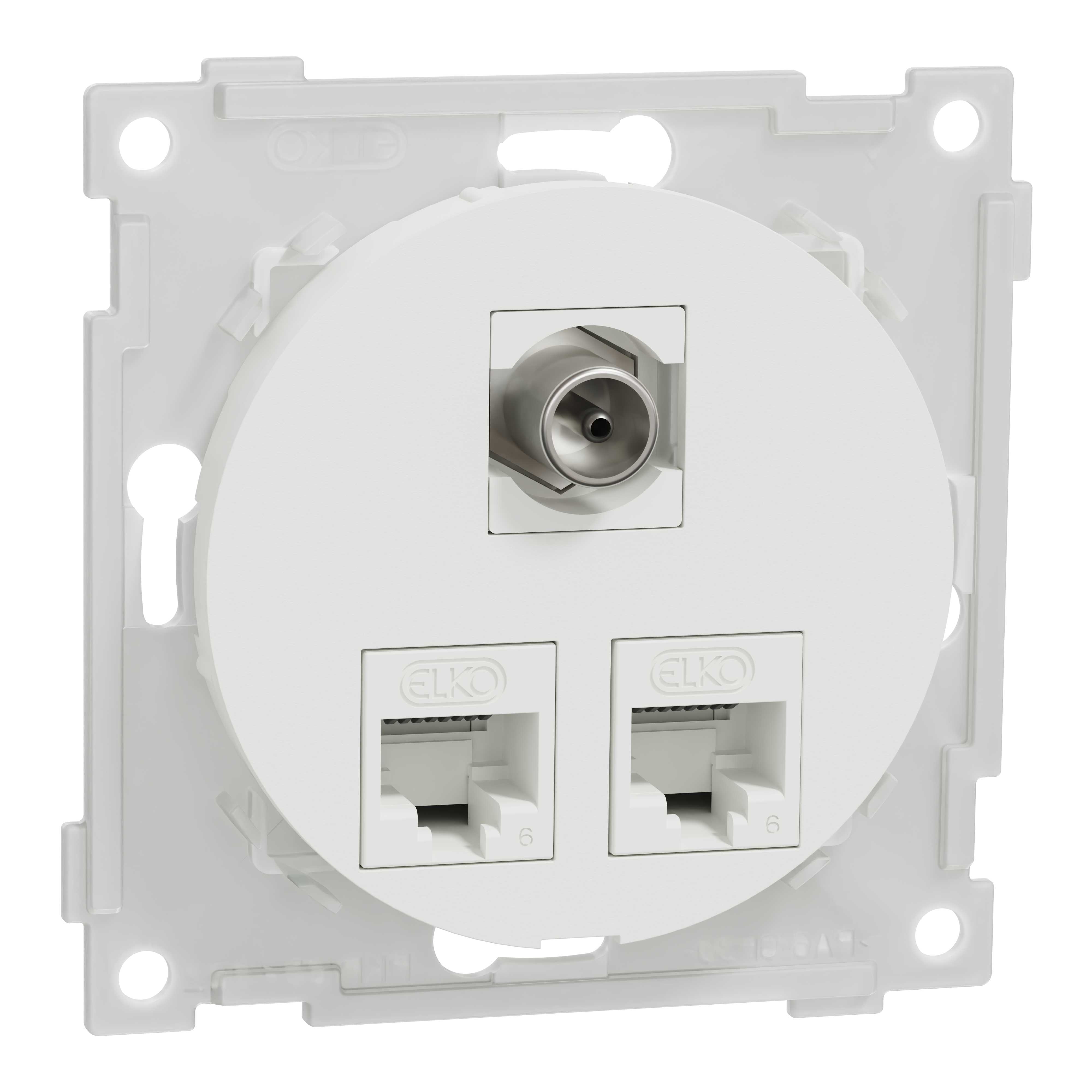 ELKO - ELKO One - modularuttak 2x8 kat 6 UTP og 1x F/IEC, renhvit