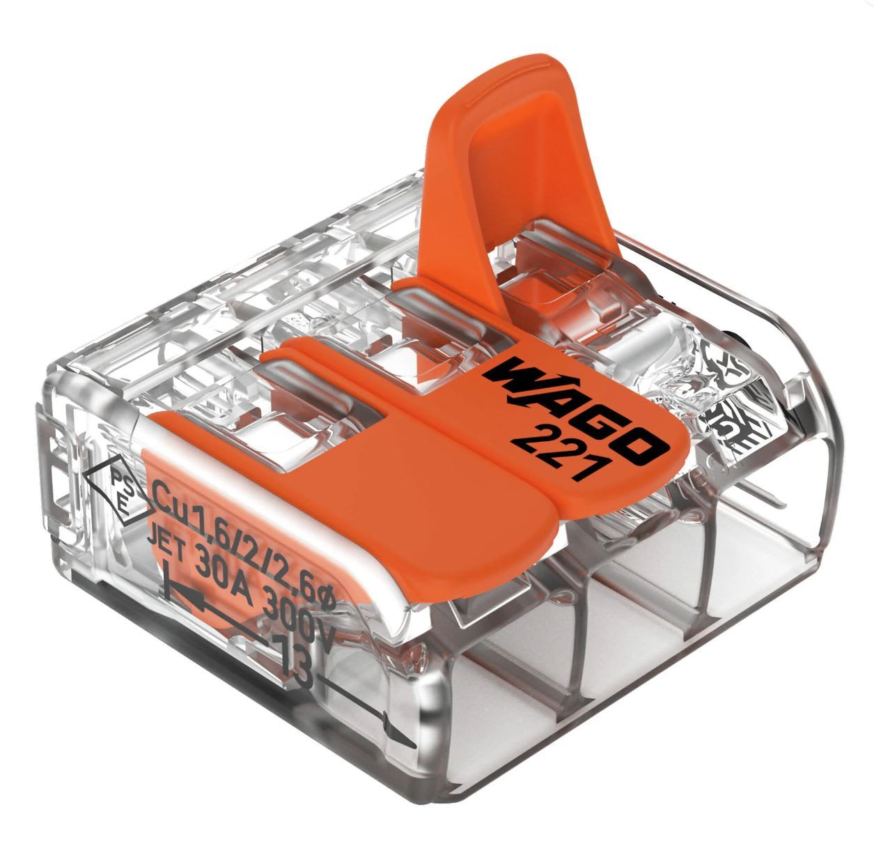 WAGO - COMPACT skjøtekontakt;for alle ledertyper;maks. 6 mm²;gjennomsiktig