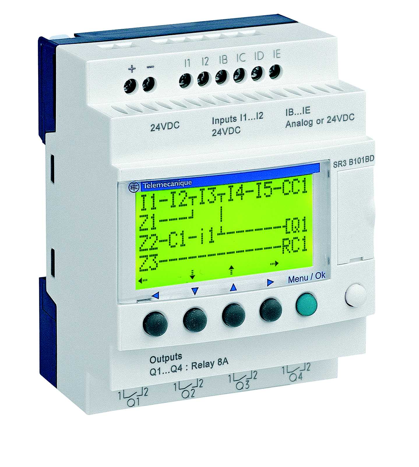 Schneider Electric - SR3B101BD Zelio 6/4 I/O relé m/ur 24VDC