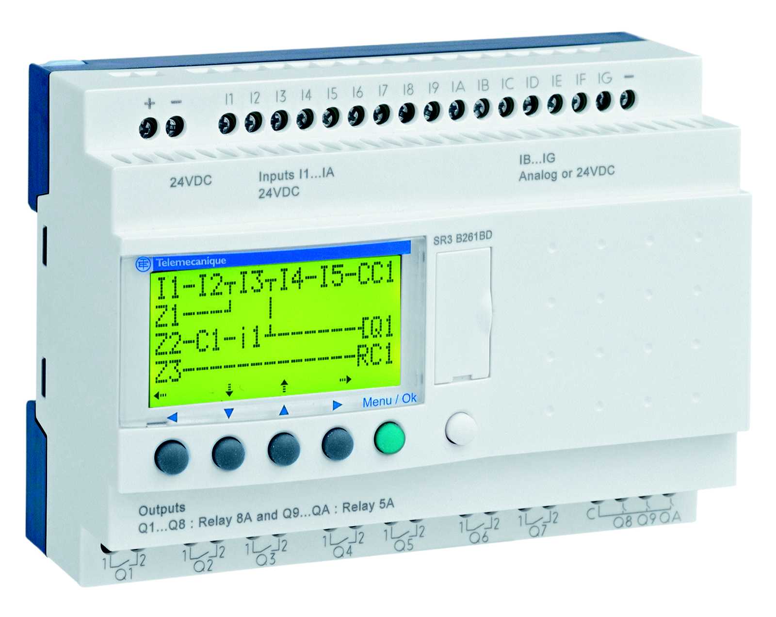 Schneider Electric - SR3B261BD Zelio 16/10 I/O relé m/ur 24VD