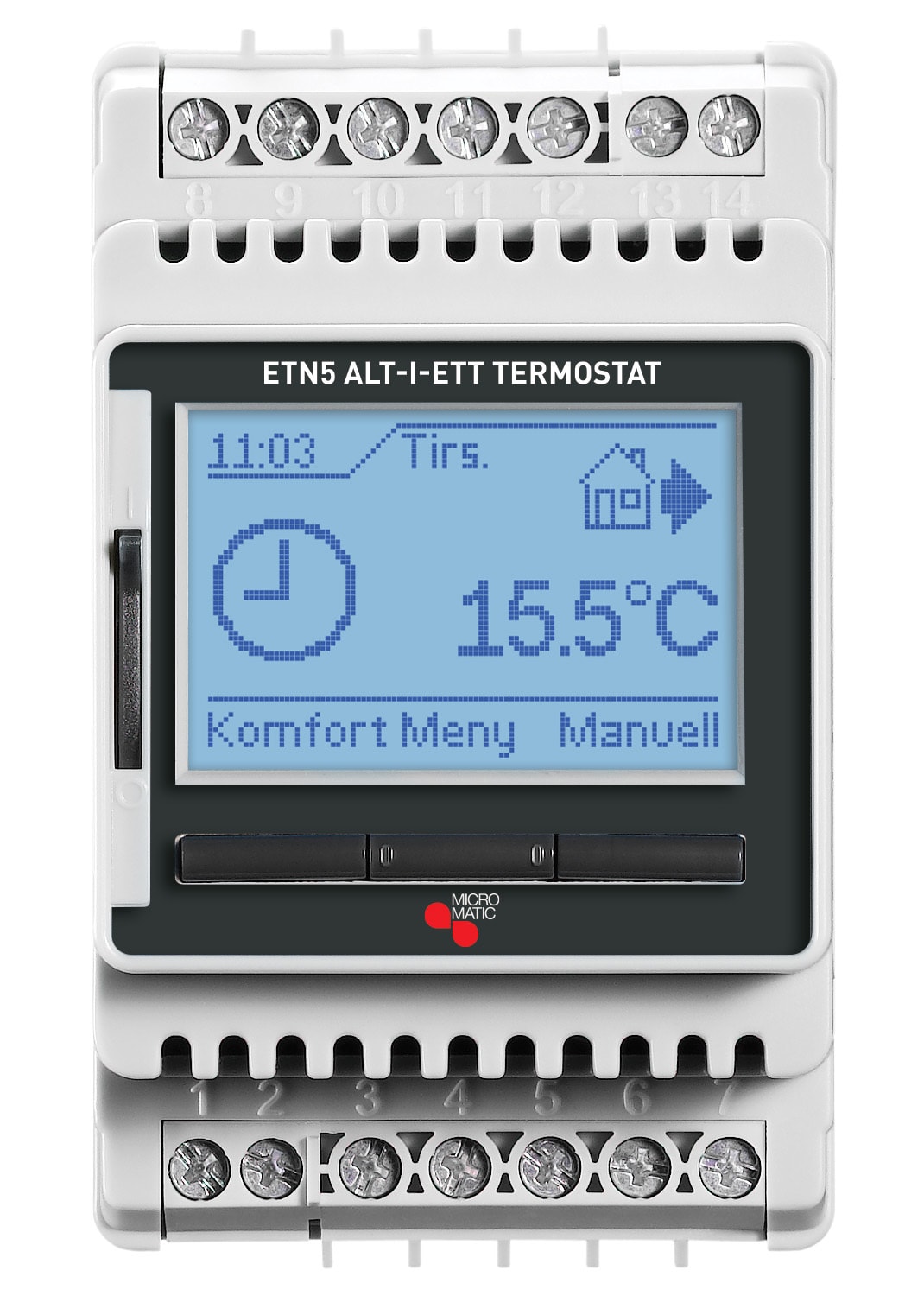 Function - TERMOSTAT ETN5 M/GULVFØLER DIN ALT-I-ETT -20  til +80 gr