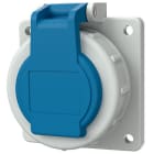 Mennekes - 17002, Panelmontert Schuko kontakt 16A IP68 2pol+Jord 230V Blå med instikklemme.