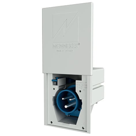 Mennekes - 8001,16A3p6h 230V Veggmontert apparat Uttak IP44 for Campingvogn med forniklede kontakter