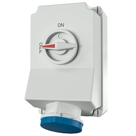 Mennekes - 5955A,63A4p9h 230V Veggmontert Uttak DUO Block IP44 med X-contact