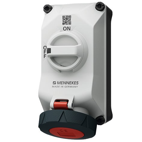 Mennekes - 5704403G, 32A4p3h 400V Veggmontert Uttak DUO block IP67 Nikkel belagt