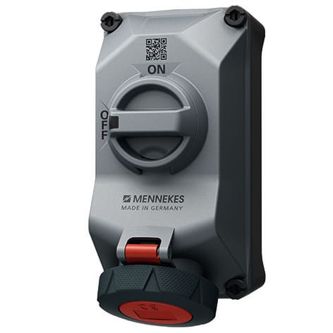 Mennekes - 5802406G, 16A4p6h 230V Veggm. Uttak DUO block IP67 Nikkel belagt og Høy bestandighet mot kjemikalier