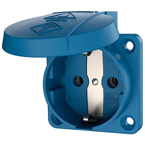 Mennekes - 11031,Panelmontert Uttak Schuko, 230V, 16A, IP54 blå
