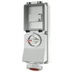 Mennekes - 7247,16A5p6h 400V Veggmontert Uttak DUO Block IP67 med Jordfeilbryter 40A4P IFN 0,03A