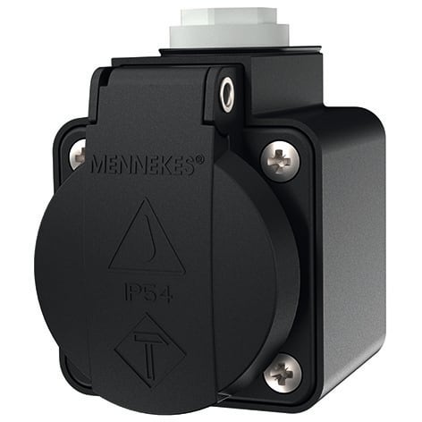 Mennekes - 10083,16A2P+E 230V Veggmontert SCHUKO-svart,IP 44