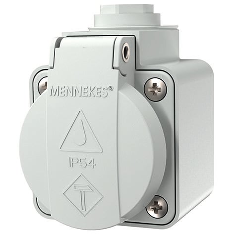 Mennekes - 10081,16A2P+E 230V Veggmontert SCHUKO- grå,IP 44