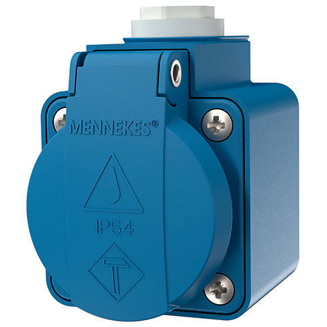 Mennekes - 10082,16A2P+E 230V  Veggmontert SCHUKO- blå,IP 44