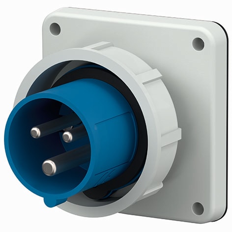 Mennekes - 831,32A3P 6H230V Panelmontert inntak IP 67 med forniklede kontakter
FL. 85 X 85 mm
BH.70 X 70 mm