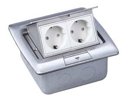 Hager - Gulvboks 2x220V Rustfritt stål