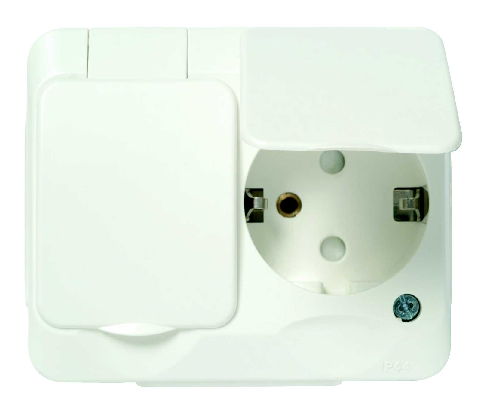 Schneider Electric - Stikk Dobbel m/barnevern klapplokk IP44