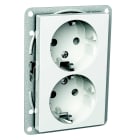 Schneider Electric - Exxact senterplate lav dobbel stikkontakt med jord skruklemme hvit
