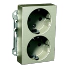 Schneider Electric - Exxact senterplate høy dobbel stikkontakt med jord skruklemme metall