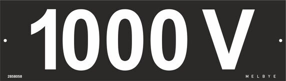 Melbye - Al-skilt 1000V sort/hvit 280x