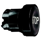 Schneider Electric - Trykknapphode i metall med fjærretur og plan trykflate i sort farge med hvit "STOP"
