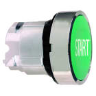 Schneider Electric - Trykknapphode i metall med fjærretur og plan trykflate i grønn farge med hvit "START"