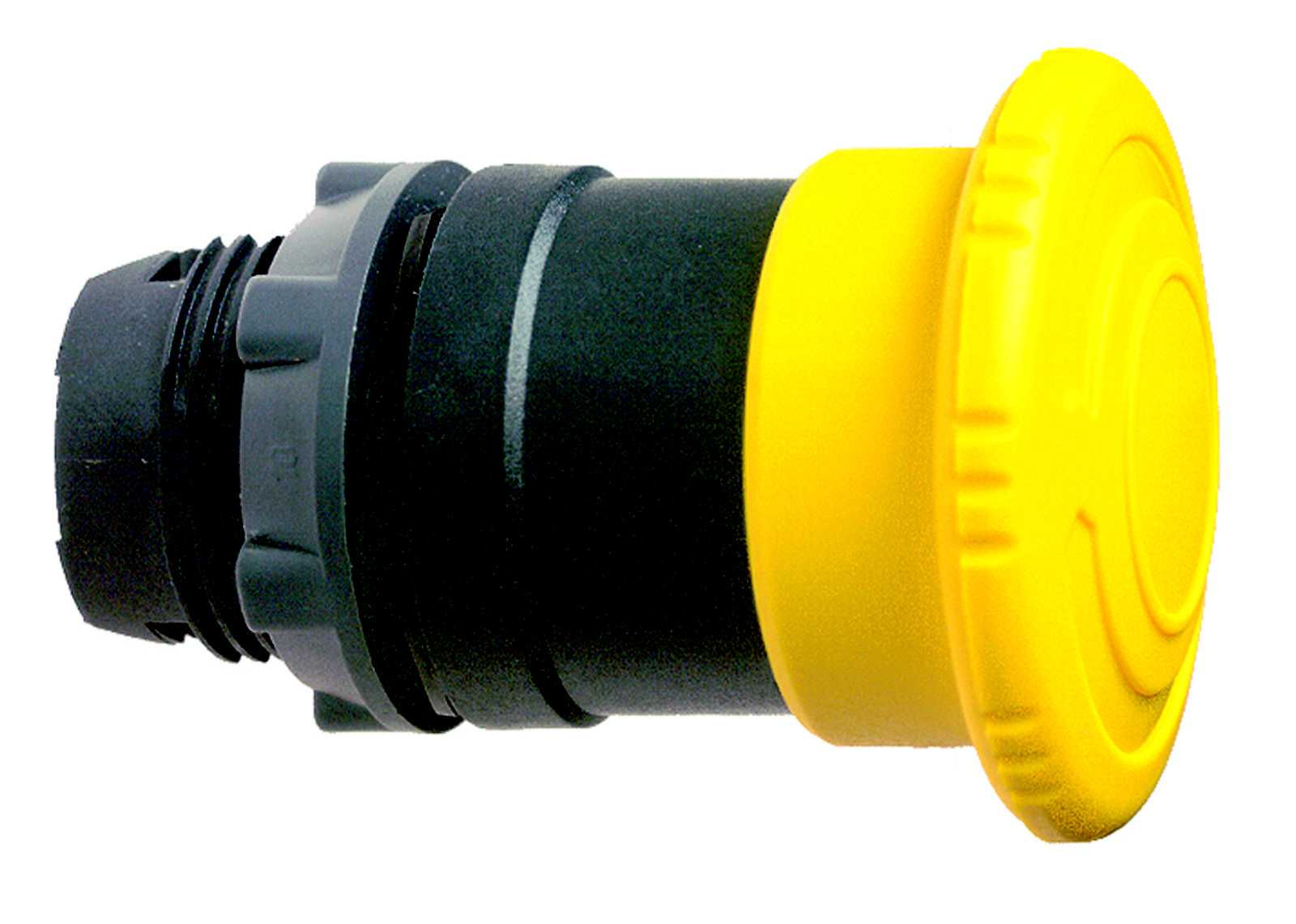 Schneider Electric - Sopptrykknapphode i plast med Ø40 mm sopp i gul farge med trykk/vri funksjon