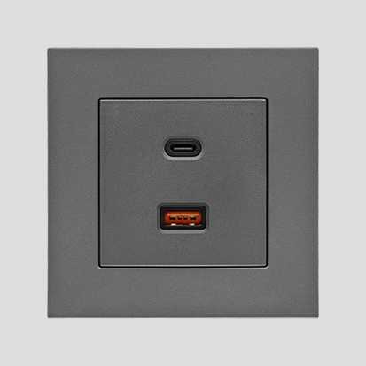 Urmet - USB lader A+C S55 Grå matt