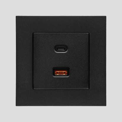 Urmet - USB lader A+C S55 svart matt