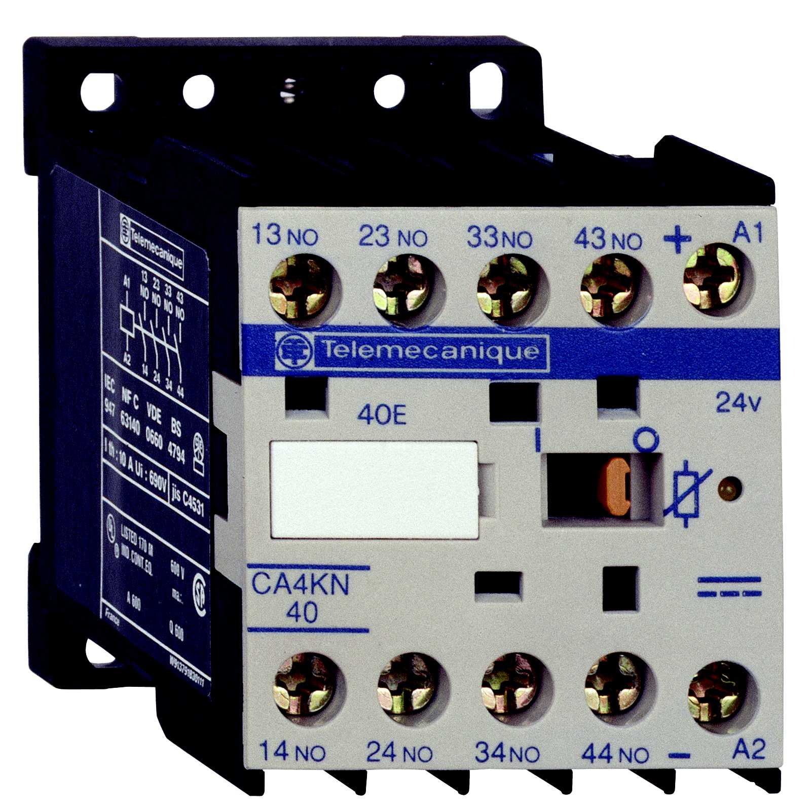 Schneider Electric - CA4KN40BW3 Hjelperelé 4NO 24VDc Lavf