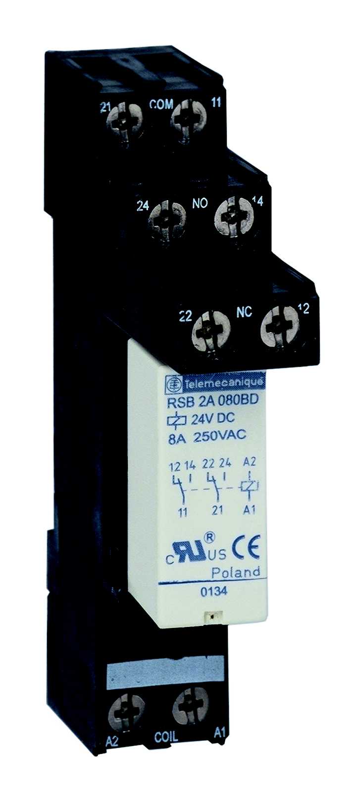 Schneider Electric - Zelio Interfacerelé - Interfacereléer med én eller to vekselkontakter. Strømområde Ith 8, 12 og 16A