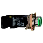 Schneider Electric - Lystrykknapp komplett med BA9s og grønn plan trykflate med fjærretur 230-240VAC trafo 1xNO+1xNC