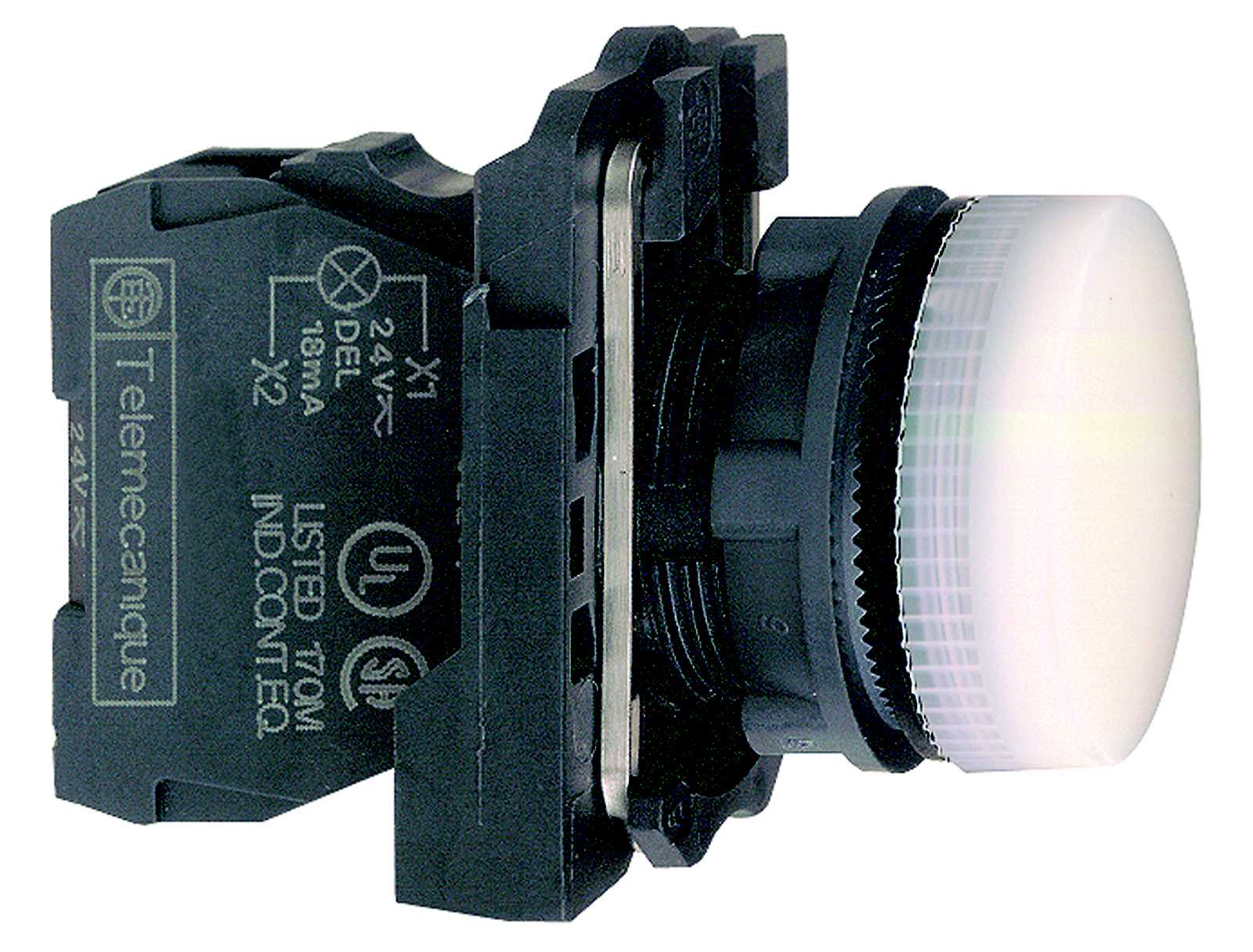 Schneider Electric - Signallampe komplett for BA9s i hvit farge < 250V forsyning
