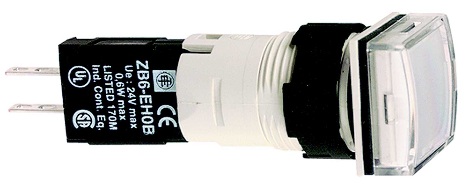 Telemecanique - XB6CV1BB Signallampe hvit kvadrat