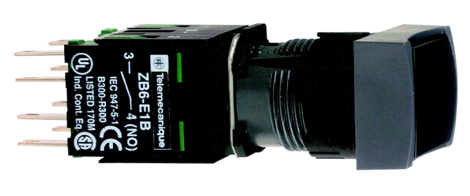 Schneider Electric - XB6DA25B Trykknapp sort rektang. nonc