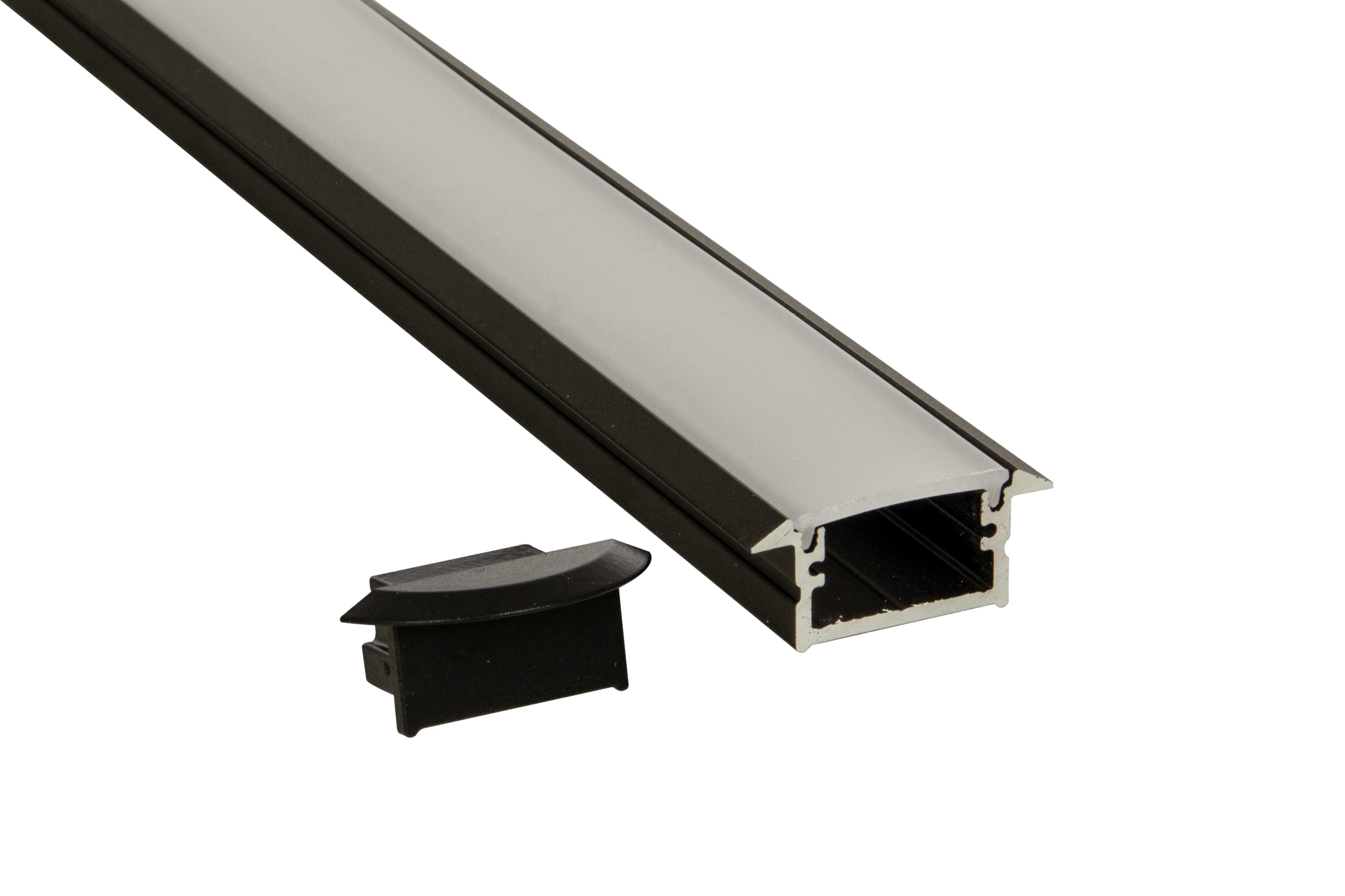 Aneta Lighting - SCANSTRIP recessed sort inklusiv diffuser,deksler,